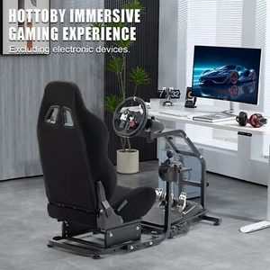 Hottoby Rennsimulator Cockpit Ständer mit Rennsitz Passend für Logitech G920 G29 - Bild 1 von 19