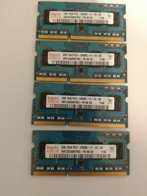 HYNIX (4)x2GB=8GB DDR3 1600Mhz 1Rx8 PC3-12800S-11-10-B2 HMT325S6BFR8C-PB SO-DIMM - Image 1 of 4