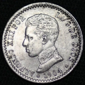SPAIN ~ 1904 (04) SM-V ~ 50 Centimos ~ 83.5% ~ Quality Coin ☘️ SILVER - #171 ☘️ - Picture 1 of 2