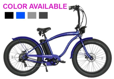 26" Fat Tires 7 Speed 800 Watt 48V Disc Brake Headlight Electric Cruiser Bicycle - Image 1 of 4