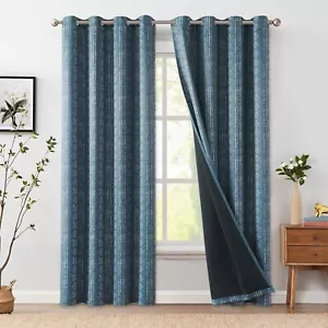 100% Blackout Boho Curtains 84 Inch Long Thermal Insulated Window Drape 2 Panels - Picture 1 of 7