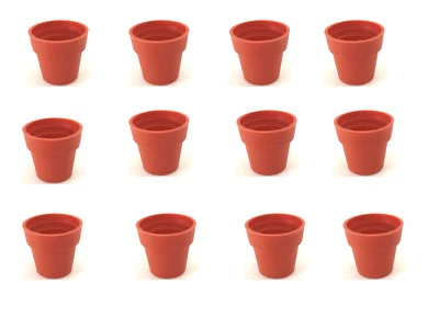 Fairy Garden Dollhouse Miniature 1-1/2" Plastic Terracotta Flower Pots Planters