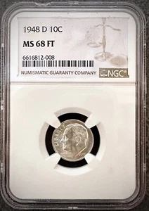 1948-D Roosevelt Dime MS 68 FT - Picture 1 of 4