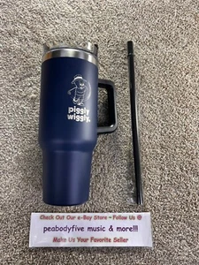 Vaso de 40 oz con mango y tapa de pajita taza aislante azul marino grabado PIGGLY WIGGLY - Imagen 1 de 7