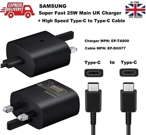 Genuine Samsung Super FAST 25W Charger Type-C Cable for Galaxy S22 FE S22+ Ultra - Picture 1 of 10