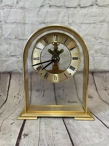 Used Cosmotime Skeleton Glass Clock Arched Gold Bronze Tone Made In Korea - Picture 1 of 13