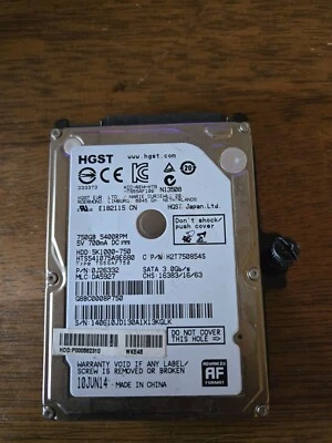 HGST 5K1000 HTS541075A9E680 750 GB 2.5" SATA II Laptop Hard Drive - Image 1 of 2