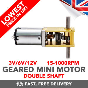 Geared Micro Motor DOUBLE SHAFT Reduction Gearbox (4-381 RPM) DC 3v 6v 12v RC