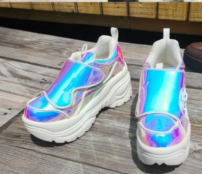 YRU Platform Shoes Holographic Sneakers Women's size 6 Matrixx 2 - Image 1 of 4