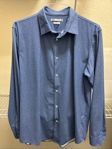 Zara Men’s Blue Stretch Fabric Regular Fit Button Front L/S Shirt Size XL - Picture 1 of 8