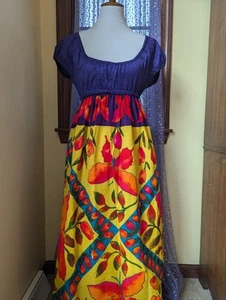 Vintage 70's Young Edwardian By Arpeja Purple Butterfly Psychedelic Dress Sz Sm - Picture 1 of 20