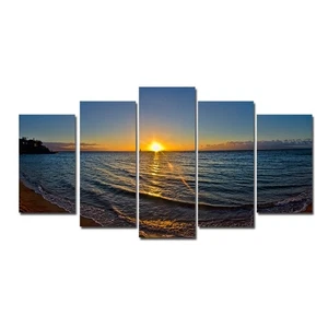 Ready2HangArt 'Sun Rise' 5-Piece Wrapped Canvas Wall Art Set Blue Overall 60" W - Picture 1 of 4