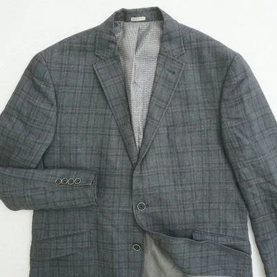 JOE Joseph Abboud Mens 44 Regular Linen Plaid Slim Fit Sport Coat Blazer - Image 1 of 4