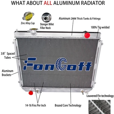 Aluminum Radiator For 1995-2002 2003 2004 Toyota Tacoma 2.4L 2.7L L4 3.4L V6 - Image 1 of 4