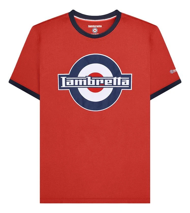 Camisa Lambretta Para Hombres Roja Inteligente Informal Retro SKA Timbre Logo Foto 1 de 1