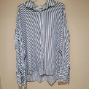 Michael Kors Herren Oberhemd Größe 20 38/39 Tall Blau Gestreift Langarm - Bild 1 von 8