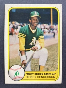 1981 Fleer #351 Rickey Henderson "Most Stolen Bases AL" (Oakland A's) (C) - Picture 1 of 2