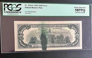 $100 1969 FRN Ink Smear on back PCGD 58PPQ - Picture 1 of 2