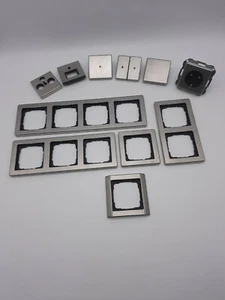 Gira Edelstahl Silber Rahmen Wippe Jalousie Abdeckung Steckdose E Typ 21 58x58mm - Bild 1 von 40