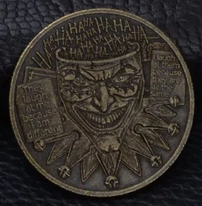 THE JOKER LAUGHS Bronze Challenge Coin EDC Reminder Pocket Carry RARE BATMAN DC - Bild 1 von 8
