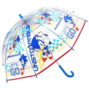 Sonic "Let's Go" Dome Kids Umbrella Clear Childrens Boys Hero The Hedgehog Blue - Picture 1 of 5