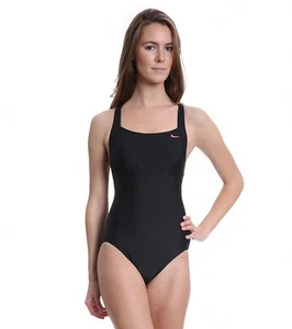 NIKE SOLID FAST BACK TRAINER SWIMSUIT ONE PIECE BLACK SIZE 10 NEW $84 - Picture 1 of 2