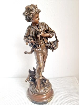 Bronze  Statue Skulptur Antik signiert Hip.Moreau " En Maraude"  - Bild 1 von 4