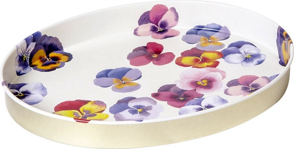Tablett Blech oval 23,5 x 18,5 cm Blumen Stiefmütterchen Swarm Of Pansies IHR - Bild 1 von 1
