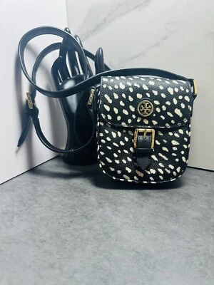 Mini Bolso de Sillín Tory Burch Kerrington Manchado Preppy Chic Ligero Manos Libres Foto 1 de 4