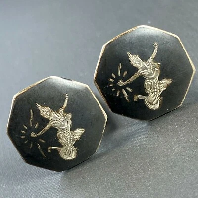 Gemelos vintage de plata esterlina joyería fina de segunda mano Diosa Siam Foto 1 de 4