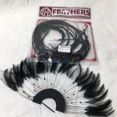 ZFP Feathers Zucker Feather Black, Hair Decoration Fan Shaped With Beads - Image 1 of 4