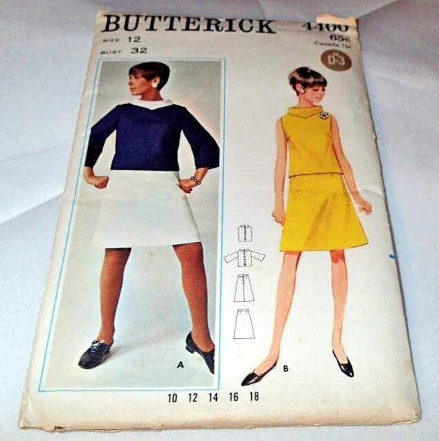 VINTAGE BUTTERICK PATTERN 4400 ~ MISSES TWO-PIECE DRESS ~ SIZE 12 CUT / COMPLETE - Image 1 of 1