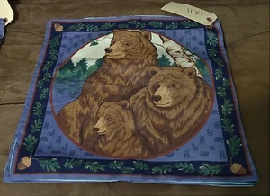 Amish-Made Screen-Print Bear Family Pillow Cover or Pillow Sham - 15.5" Square - Picture 1 of 2
