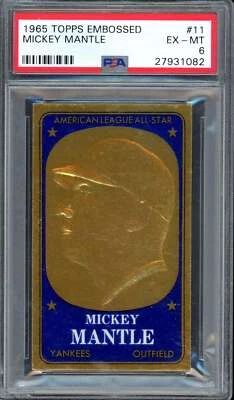 1965 Topps Embossed 11 Mickey Mantle PSA 6 27931082 - Image 1 of 2