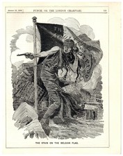 1900 Acquittal of Anarchist Sipido is a Stain on Belgian Flag Punch Cartoon `21P