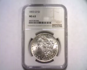 1883-O MORGAN SILVER DOLLAR NGC MS 63 BELLA MONETA ORIGINALE BOBS COIN SPEDIZIONE VELOCE - Foto 1 di 4