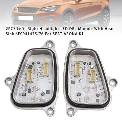 2PCS Left+Right Headlight LED DRL Module With Heat Sink 6F0941475/76 For SEAT — 第 1/4 张图片