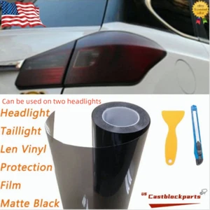 12"x78'' For Headlight Taillamp Matte Black gloss Len Vinyl protection Wrap Film - Picture 1 of 7
