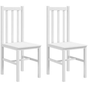 Esszimmerstühle, 2er-Set Küchenstuhl, Essstuhl mit Rückenlehne, Holz, Weiß