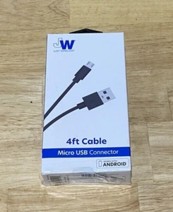 Just Wireless 4ft TPU Micro USB to USB-A Cable - Black New - Picture 1 of 2