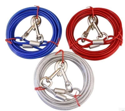 32FT Dog Tie-Out Cable Steel Wire Pet Runner Cord Chain Leash up to 150 Pound - Image 1 of 4