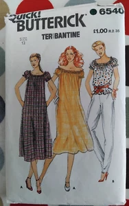 Vintage 1970s Butterick Sewing Pattern 6540 Dress Top & Pants Size 12 Bust 34" - Picture 1 of 3