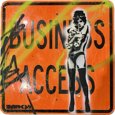 Banksy Graffiti Art Pop Art Teddy Bear Girl Metal Street Sign Painting - image 1 of 4