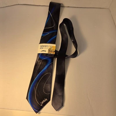 NUEVO CON ETIQUETAS J. Garcia Corbata Edición Coleccionista "Butterfly Trap" 100% Azul Seda/Negro Foto 1 de 4