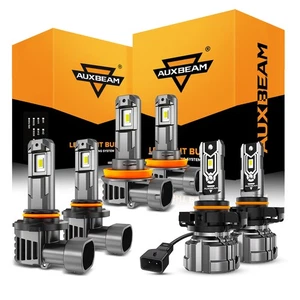 AUXBEAM Fanless 9005 H11 5202 LED Combo Headlight High Low Beam Fog Light 6500K - Picture 1 of 12