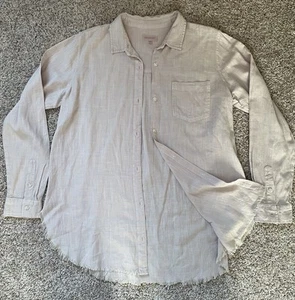 Damen Thread & Supply Größe M Leinenmischung Knopfleiste Short Used Beige Hellbraun - Bild 1 von 7