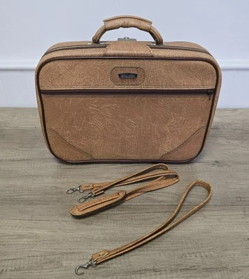 Vintage Revelation Tan Suitcase Weekend Cabin Bag With Clip On Straps - Image 1 of 4