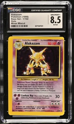 CGC 8.5 Alakazam 1999 Base Set Miscut Error 1/102 Holo Pokemon Card - Image 1 of 2