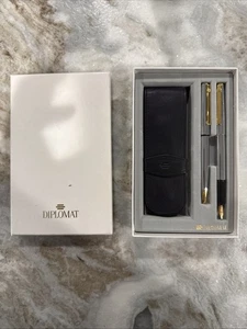Vintage Diplomat Fountain Pen/Ballpoint Pen,Set.with leather case  Rare - Picture 1 of 3