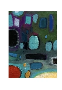 Aceo Painting Original Art by Kenna Abstract 2.5” X 3.5” - Picture 1 of 3